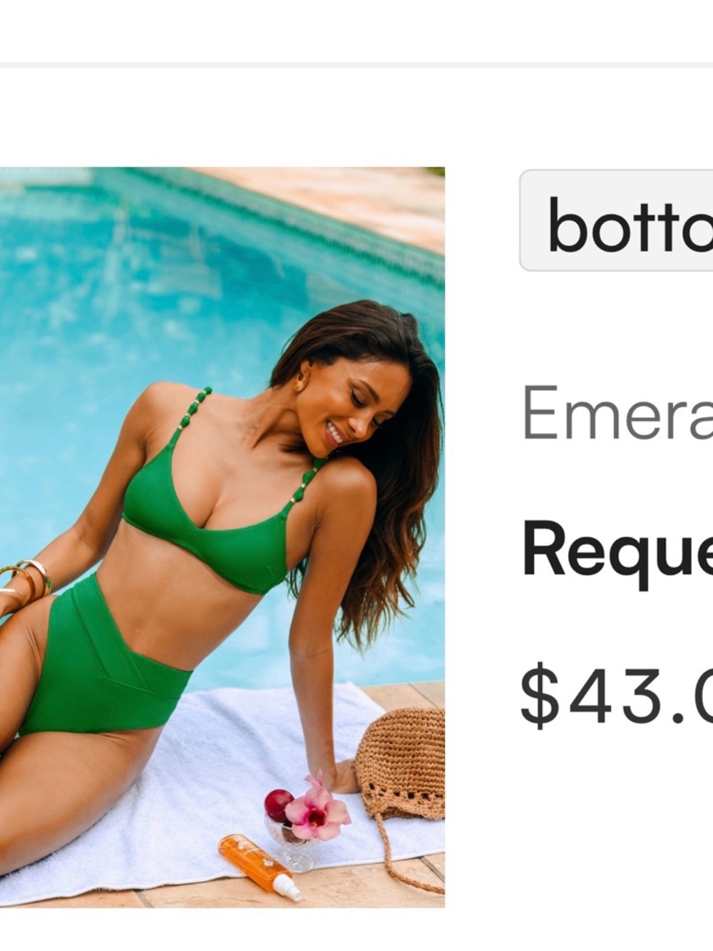 Cupshe Emerald Green Beaded Strap Bikini Set